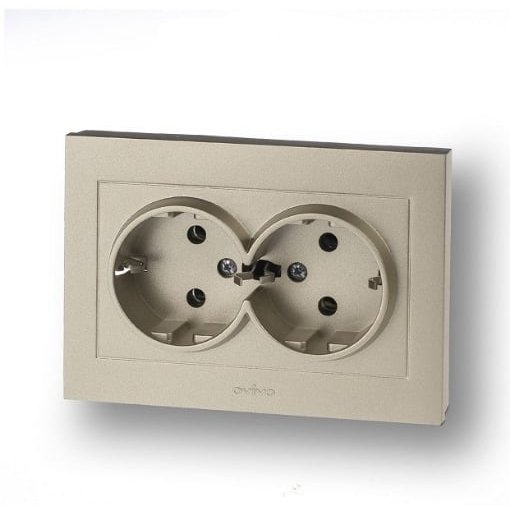 Priză dublă Schuko Ovivo OV00231, 10A 250V, titan