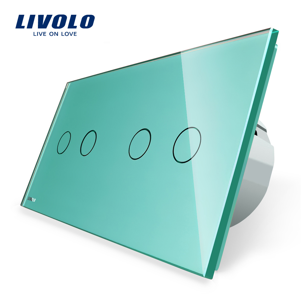 Întrerupător Dublu Touch Livolo, Sticlă Crystal, LED - imagine 8