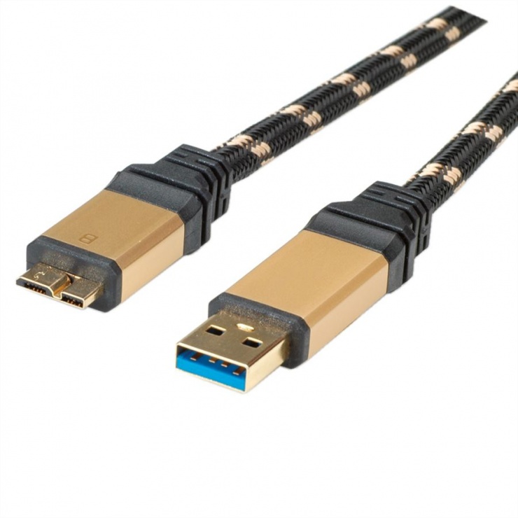 Cablu USB 3.0 Roline 2m Aurit, Transfer Rapid