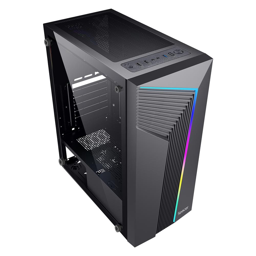 Carcasa SPACER WARRIOR Mid Tower ATX Negru - Gaming - imagine 4