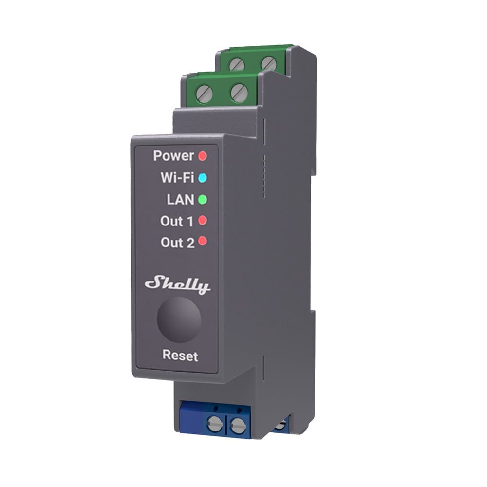 Releu Shelly Pro 2, 2 Canale, 25A, Wi-Fi