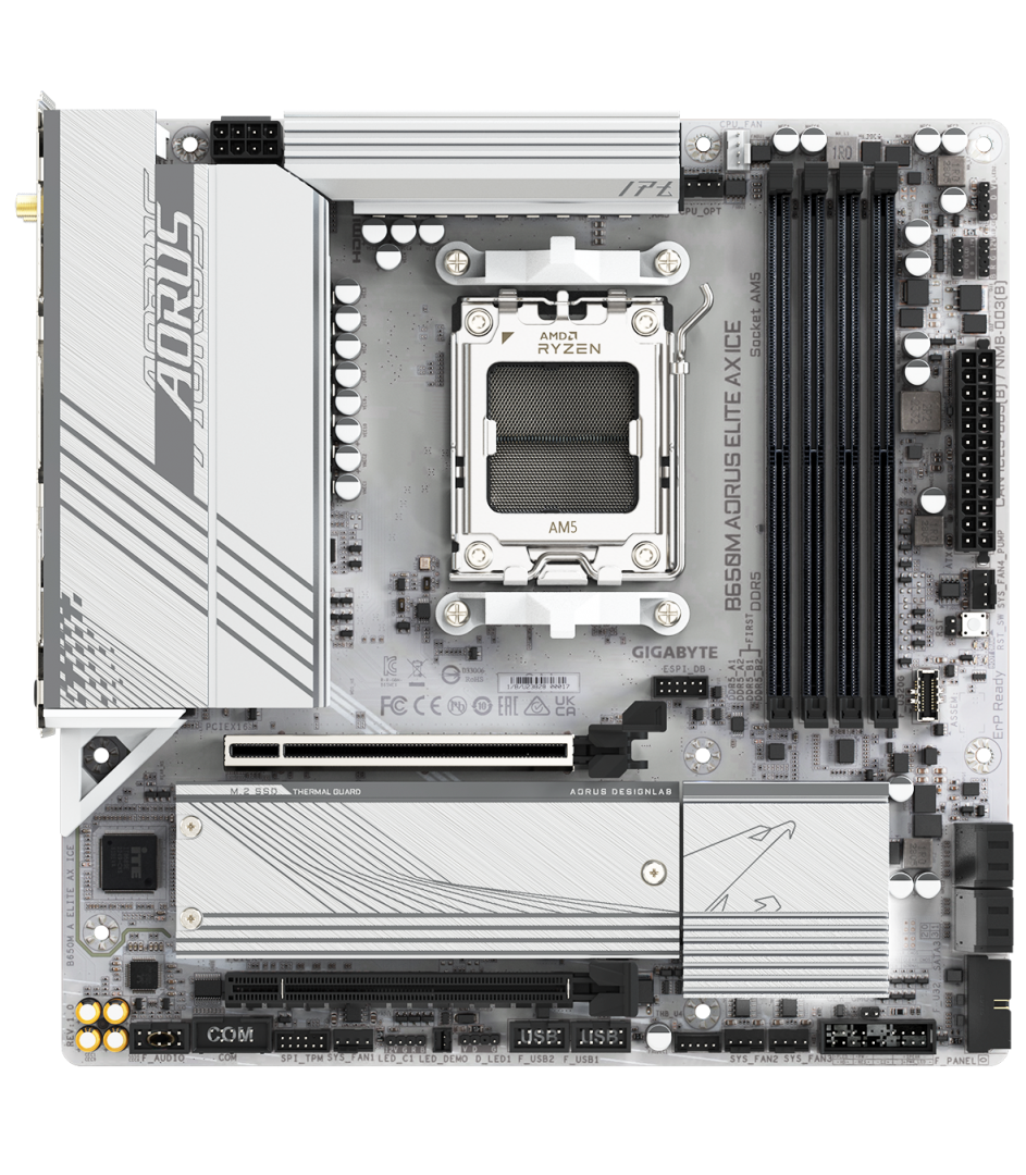 Placa de Baza Gigabyte B650M AORUS ELITE AX ICE AM5 mATX - imagine 3