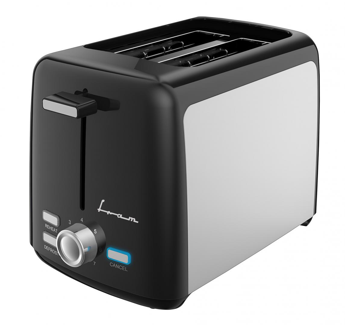 Prăjitor de Pâine FRAM FTP-8007SSBK, 800W, 2 Felii, Negru