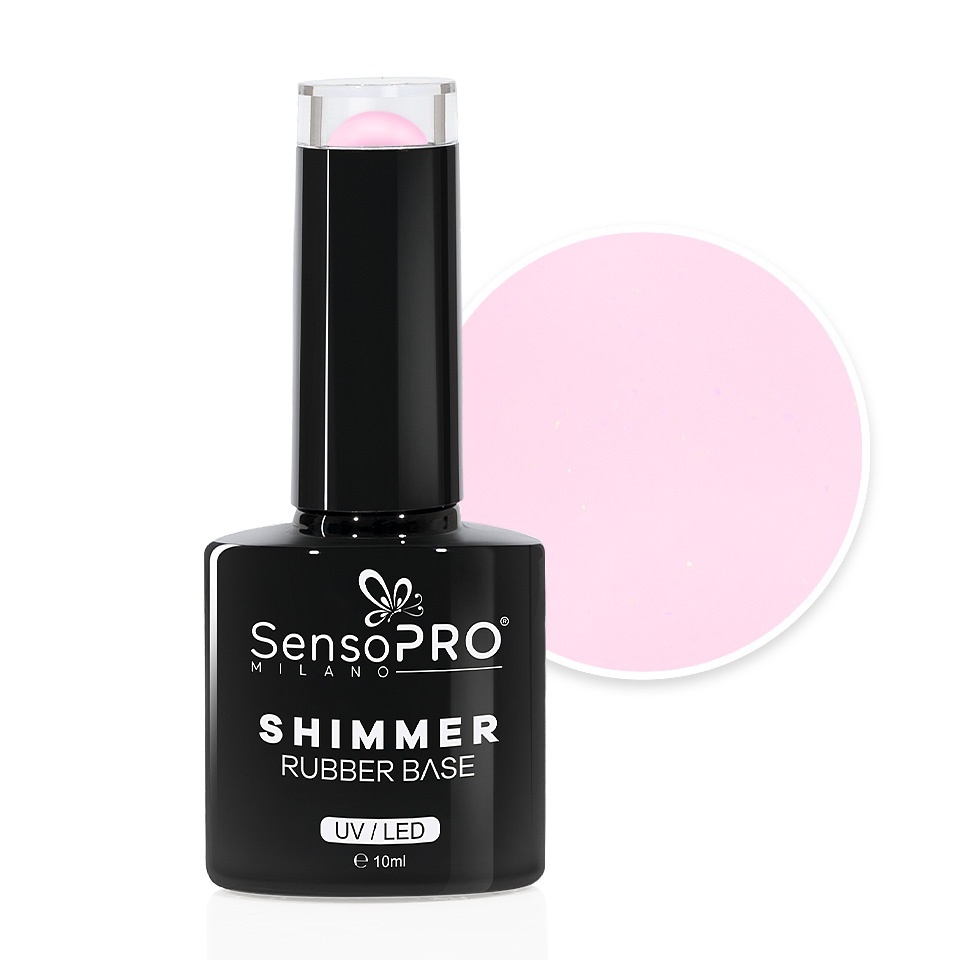 Shimmer Rubber Base SensoPRO Milano #65 Rose Twinkle, 10ml