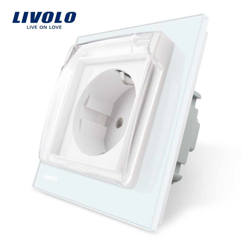 Priza Simplă Livolo Sticlă, IP44, 16A