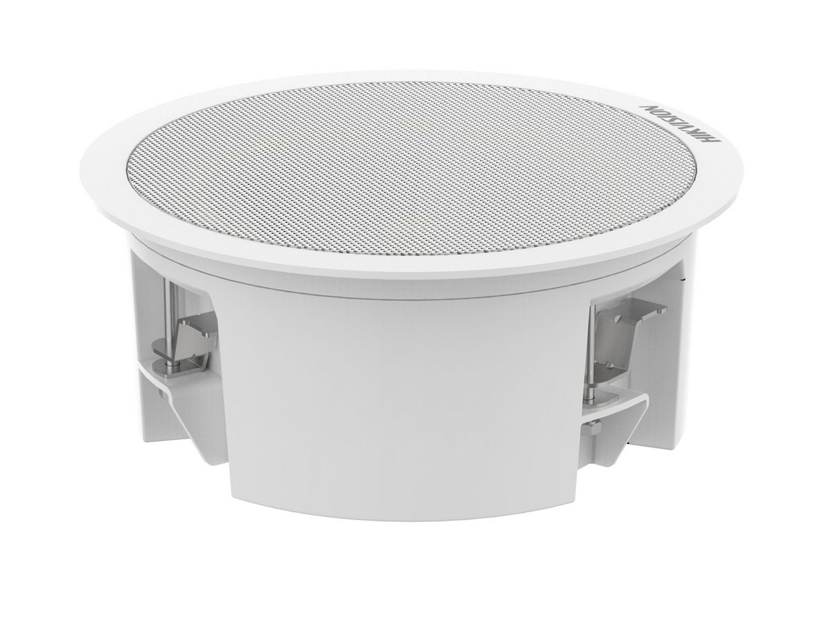 Difuzor IP Hikvision DS-QAZ1203G1-BE, 3W, 8 ohm, PoE, 4GB eMMC, 2x intrare alarma, jack 3.5mm, 300Hz-15kHz, Bluetooth, montare pe tavan