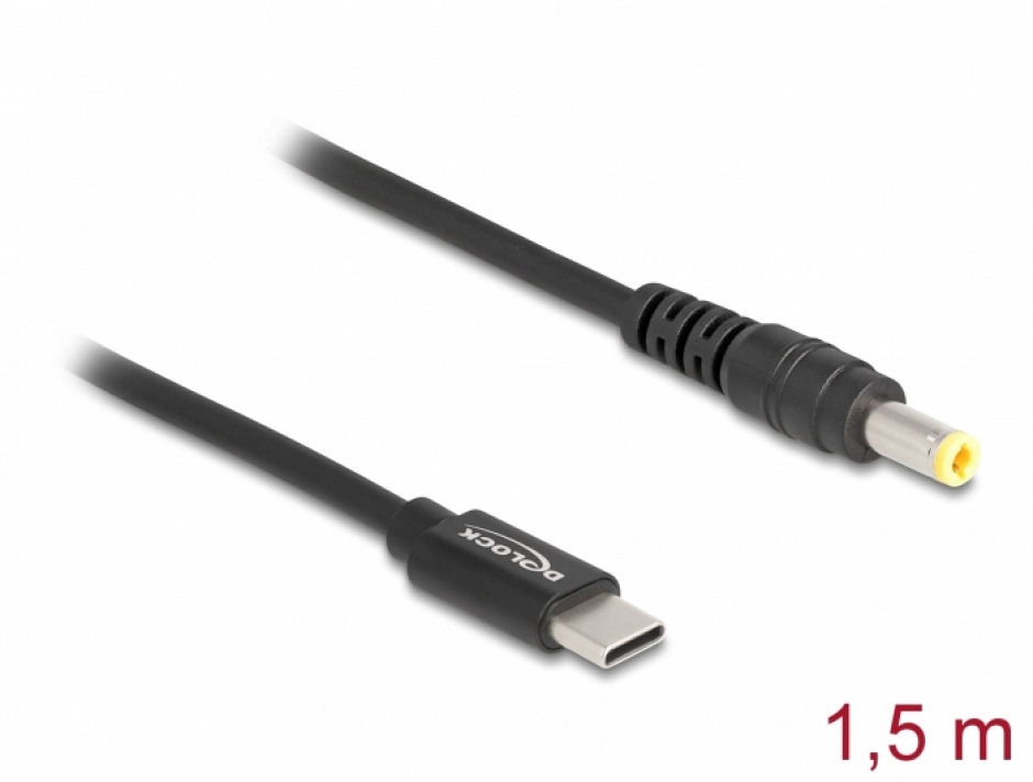 Cablu alimentare Delock USB-C la DC 5.5x2.5mm, 1.5m