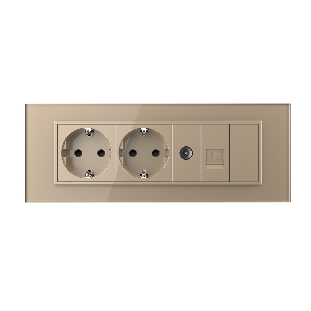 Priza Tripla Livolo Sticlă Schuko + TV/Internet - imagine 10