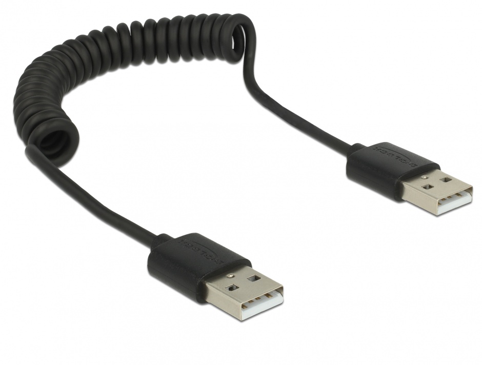 Cablu USB 2.0 T-T Spiralat Delock 20-60cm