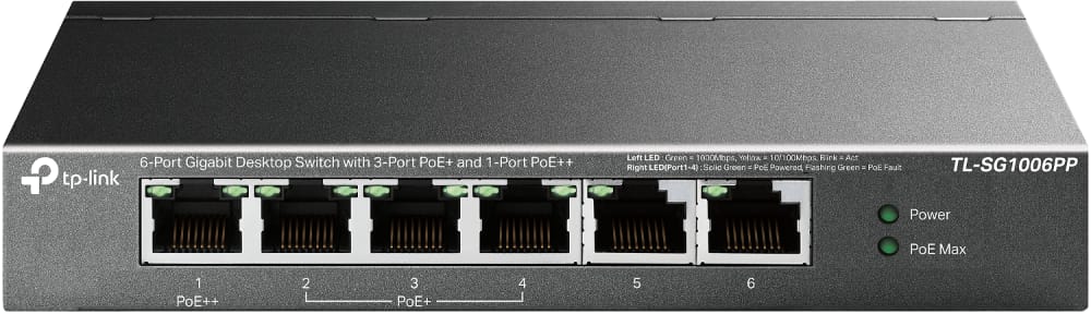 Switch PoE TP-Link TL-SG1006PP 6 Porturi Gigabit 64W PoE++ - imagine 9