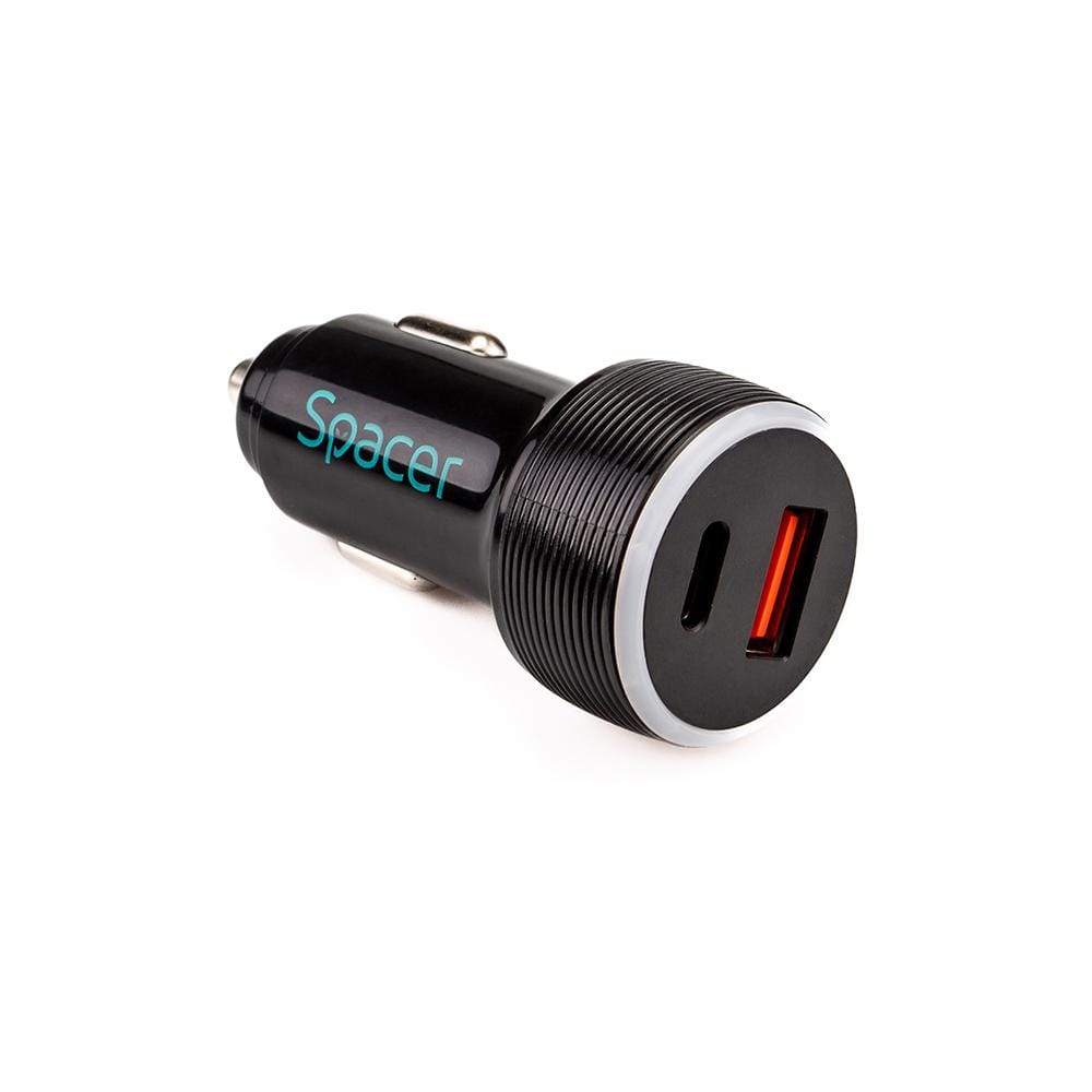 Alimentator Auto Spacer Quick Charge Dual USB - Negru - imagine 4