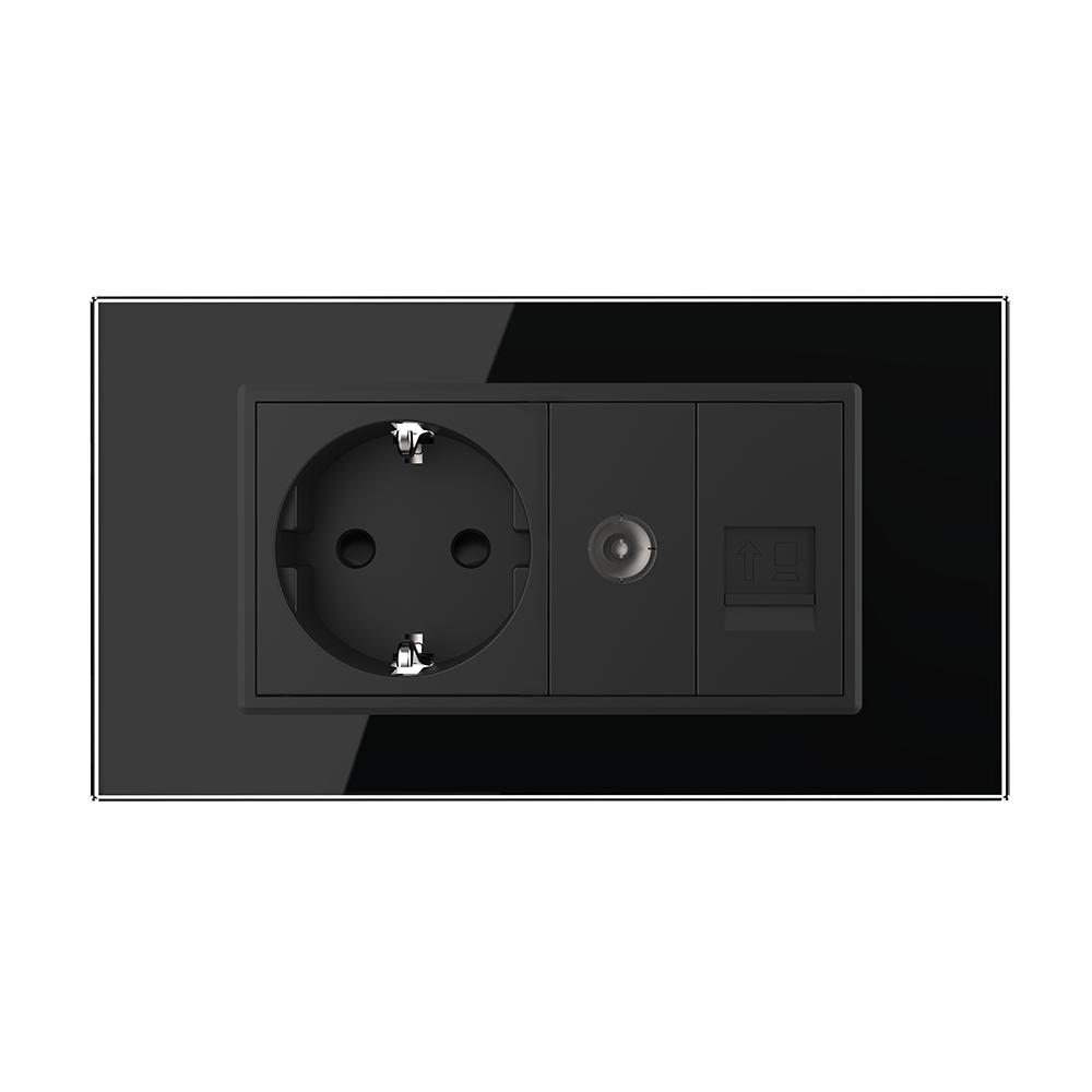 Priza Dubla Livolo Sticla: Schuko, TV, Internet - imagine 5