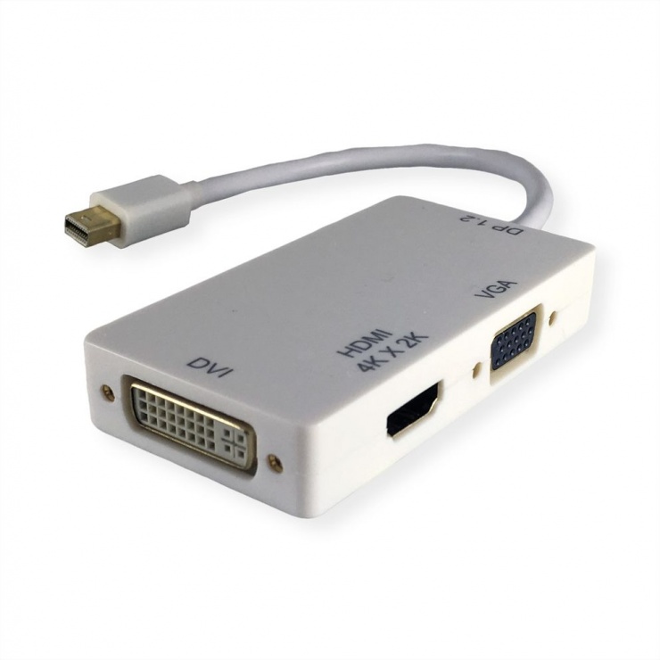 Adaptor Value Mini DisplayPort la HDMI 4K, DVI, VGA Activ