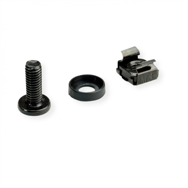 Set 100 suruburi M6 Roline, montare rack 19 inch, negru