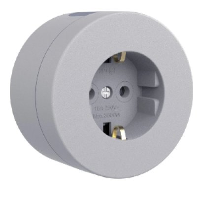 Priza Schuko Ovivo OV00902, 16A, montaj aparent, gri