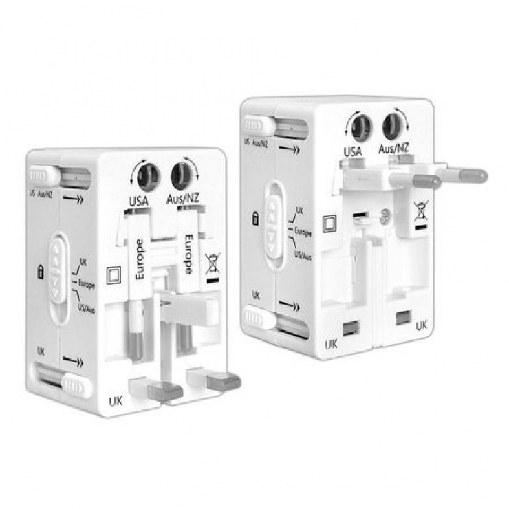 Adaptor Universal Priza Europa/USA/UK Alb