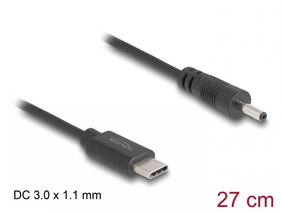 Cablu USB Type-C la DC 5V, 27cm, Delock