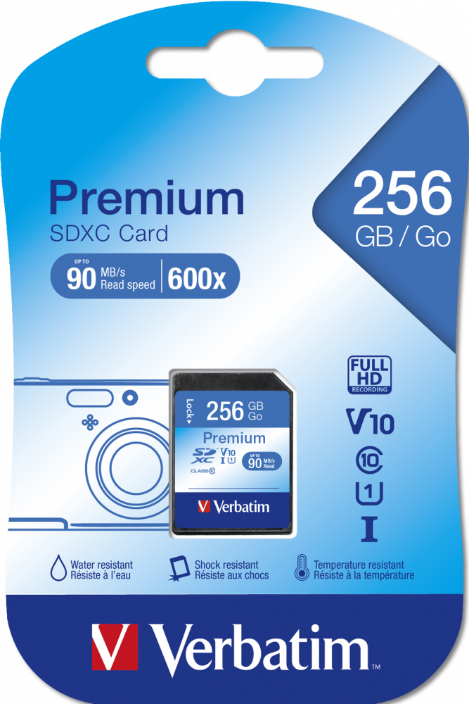 Card SD Verbatim 256GB Clasa 10 - Stocare Rapidă și Sigură - imagine 2