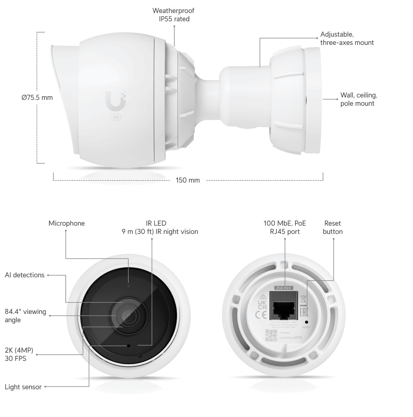 Cameră supraveghere Ubiquiti UVC-G5-Bullet 2K HD, 5MP, PoE - imagine 13