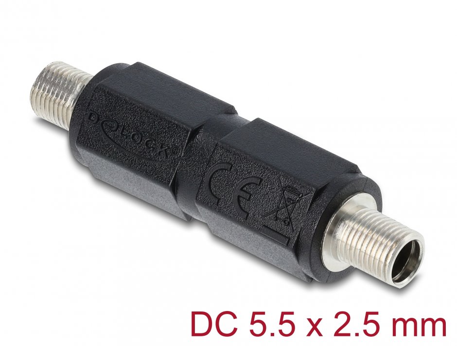Adaptor cu filet DC 5.5 x 2.5 mm M-M Delock 90940, 5 A