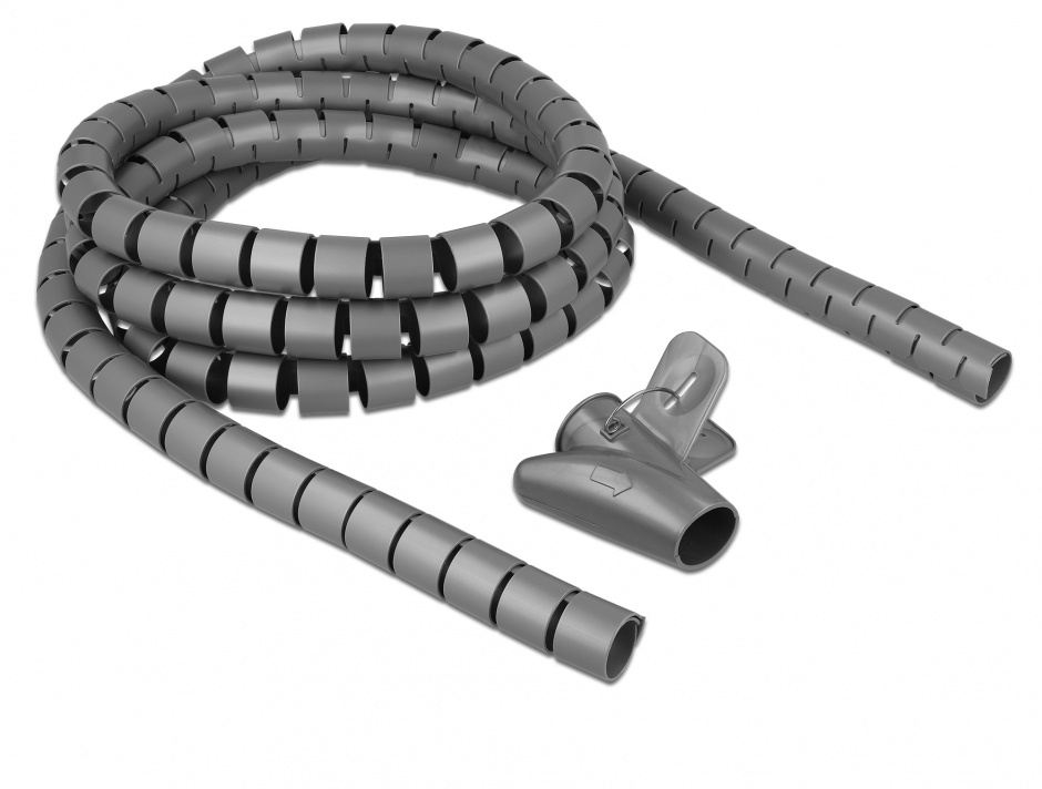 Organizator Cabluri Spiralat Delock 2.5m Gri