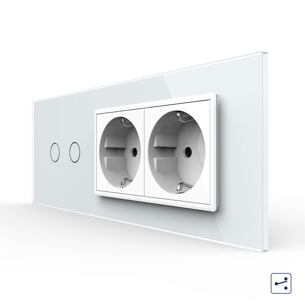 Intrerupator Dublu + 2 Prize Livolo Sticla