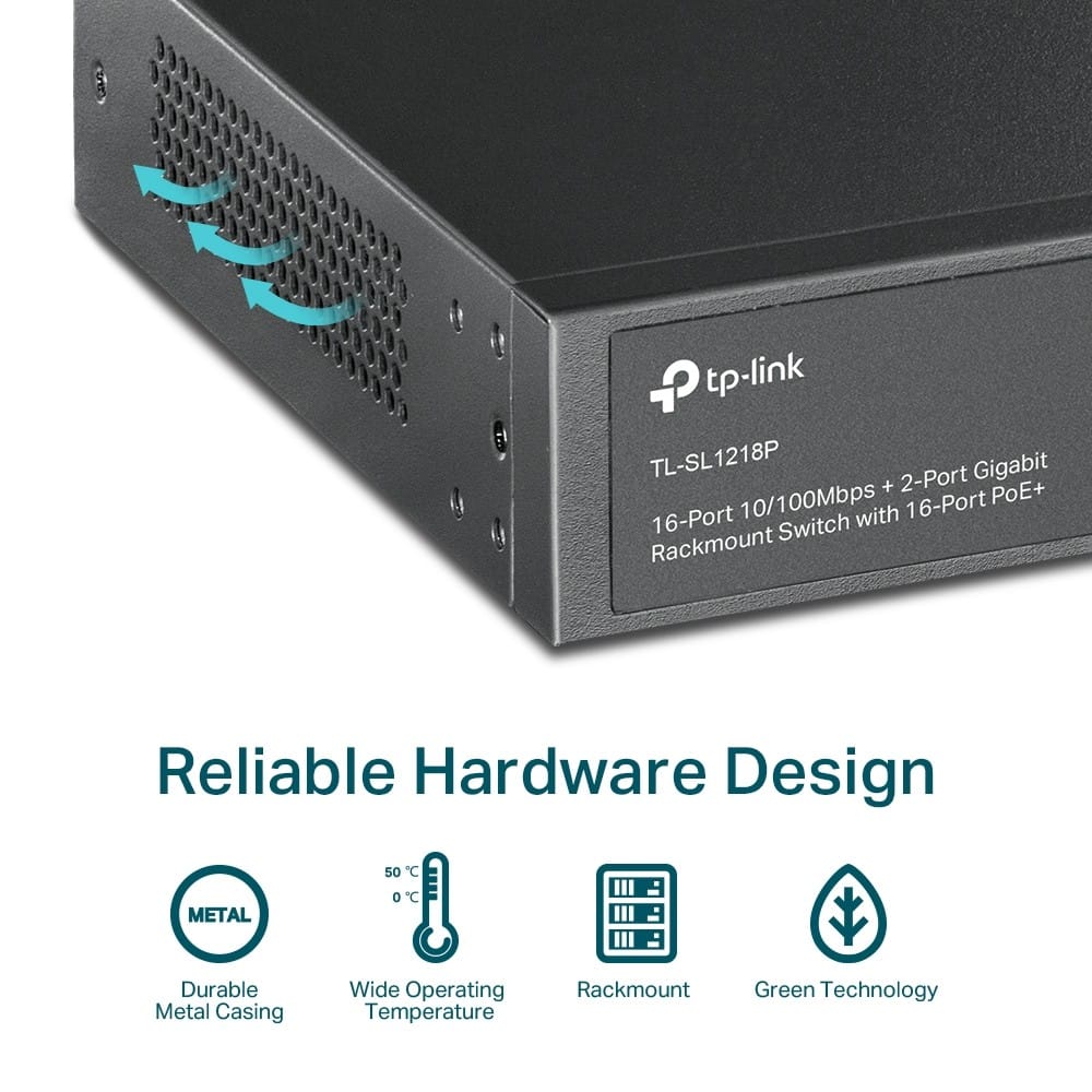 Switch TP-LINK TL-SL1218P 16 Porturi PoE+ Gigabit - imagine 14