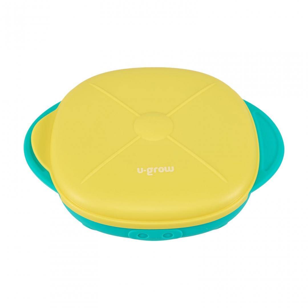 Farfurie Silicon cu Capac Galbena U-Grow | 600ml, 6 luni+ - imagine 3