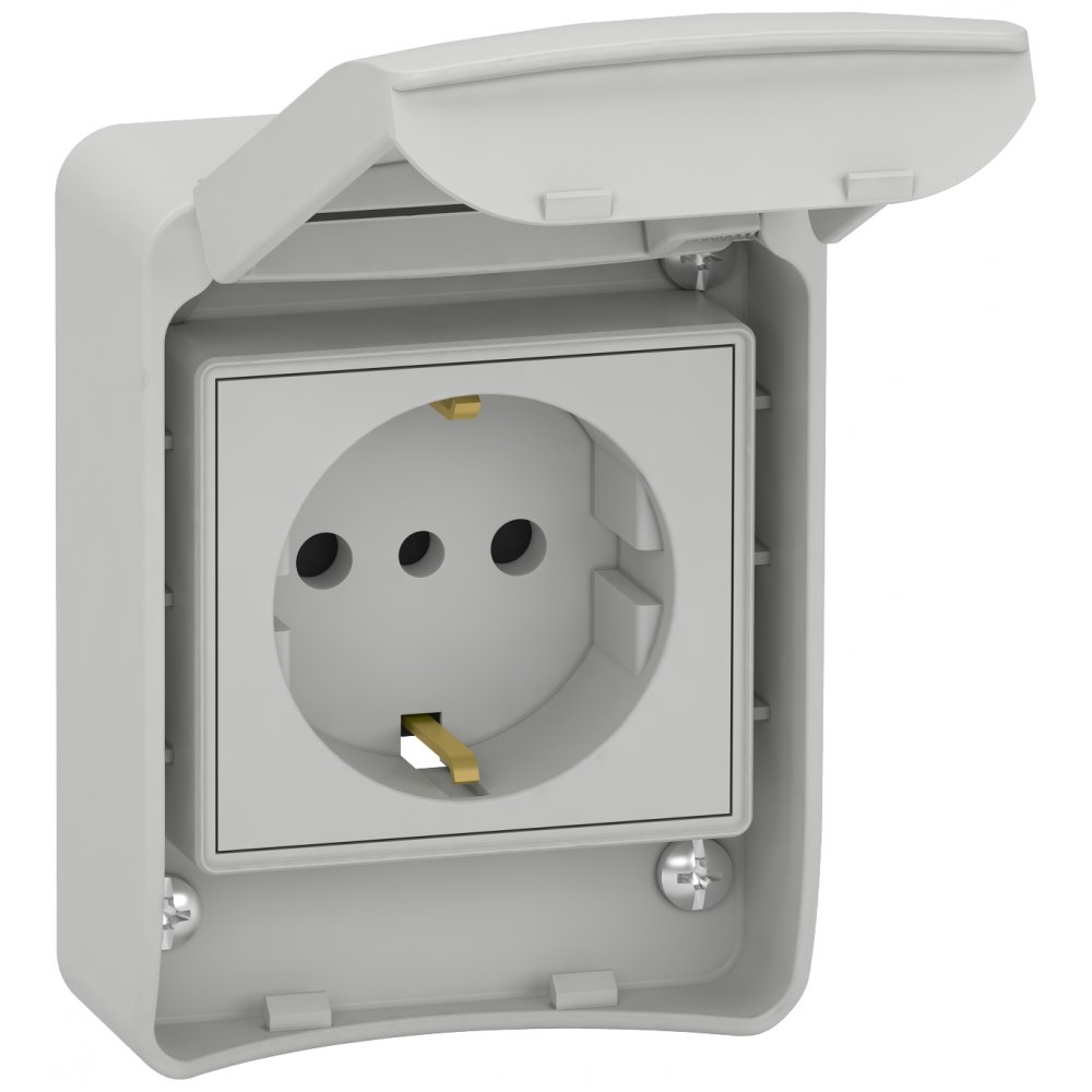 Priză Schneider PratiKa IP65 cu capac, 2P+E 10/16 A