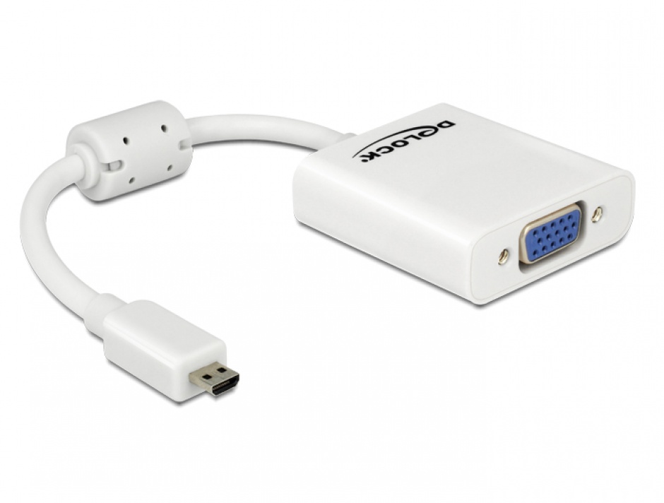 Adaptor Micro HDMI la VGA Alb, Delock 65347