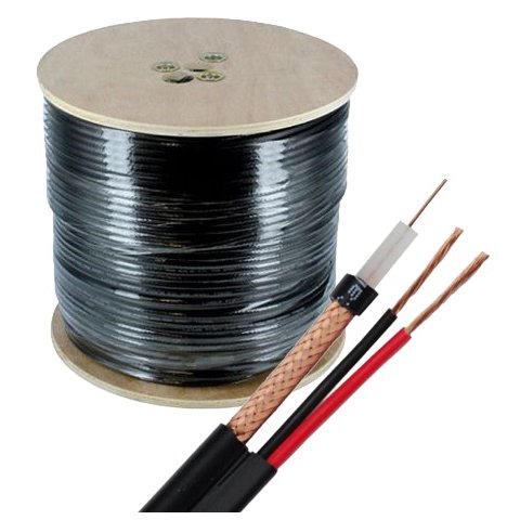 Cablu coaxial TSY-RG59+2X0.75-B, RG59 + alimentare 2x0.75, 305m, culoare neagra
