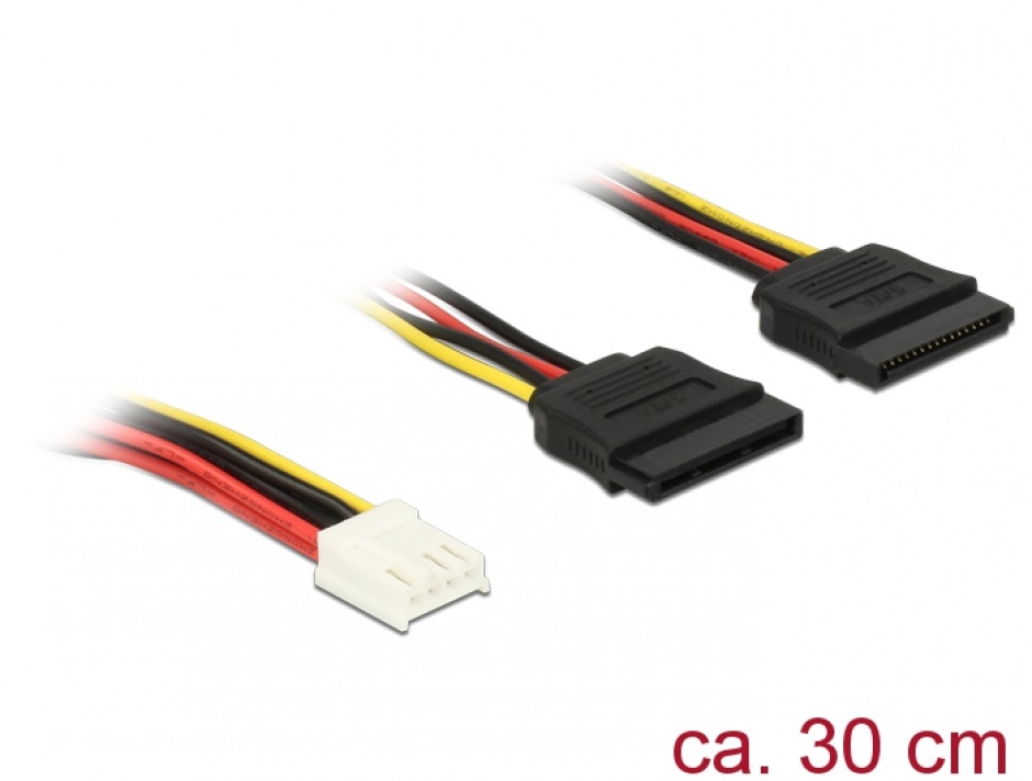 Cablu Delock Floppy 4P la 2x SATA, 30cm