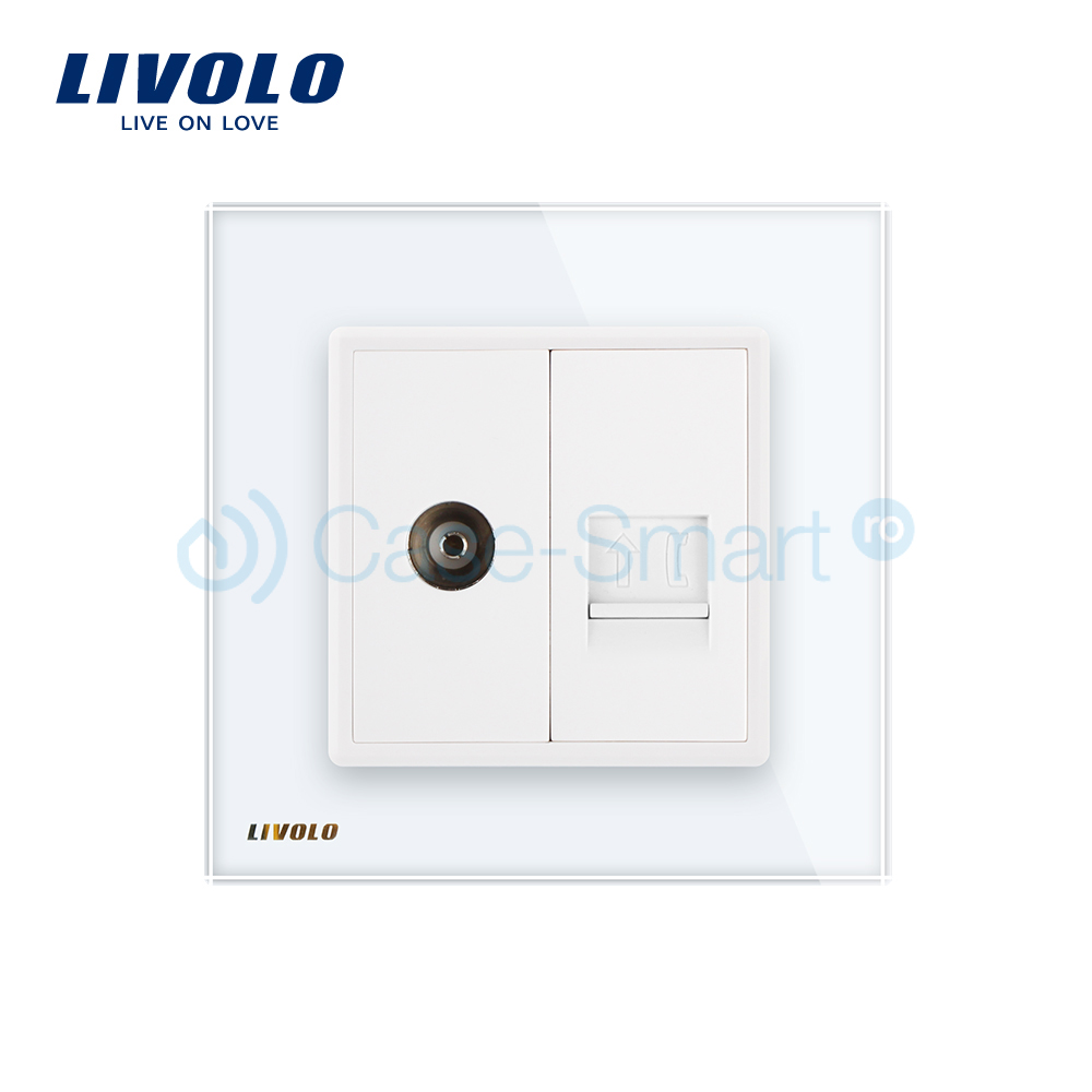 Priza TV+Telefon Livolo Rama Sticla - imagine 2