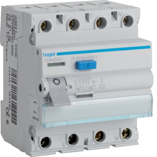Intrerupator Diferential RCCB Hager 4P 25A Tip A