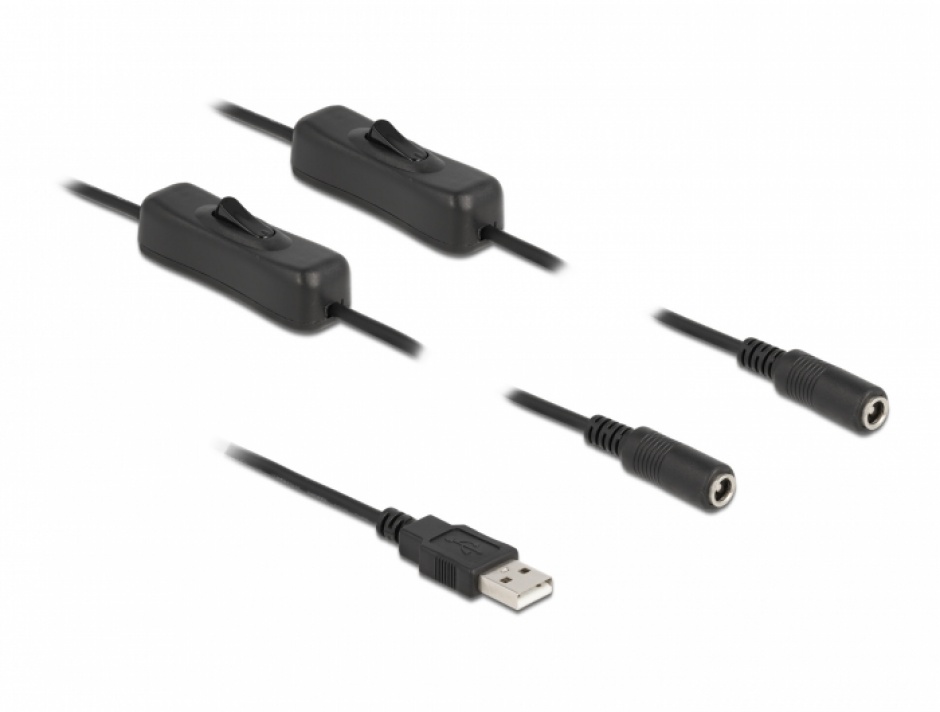 Cablu Delock USB la 2xDC cu Switch, 1m