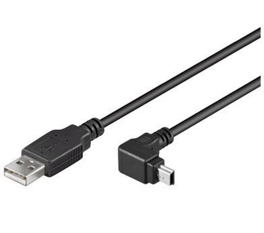 Cablu USB 2.0 la Mini USB Unghi 90°, 1.8m, Negru