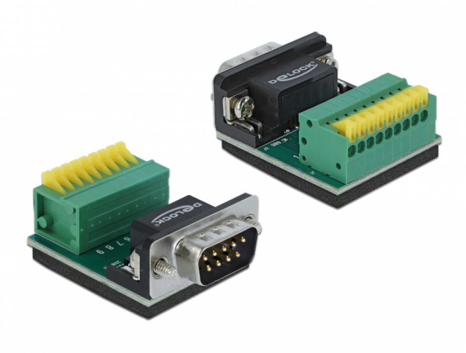 Bloc terminal DB9 RS232 Delock cu Push Button
