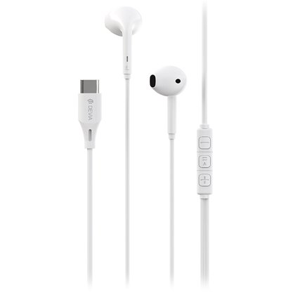 Casca Stereo Devia USB-C, Alb, 1.2m